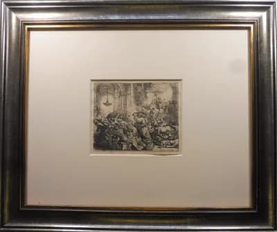 Rembrandt Harmenszoon van Rijn (1606 - 1669) / Vyháňanie zmenárnikov z chrámu thumbnail 1