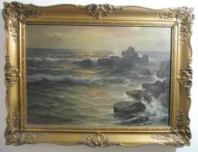Ján Grotkovský (1902 - 1961) / Búrlivé more pri skalách thumbnail 1